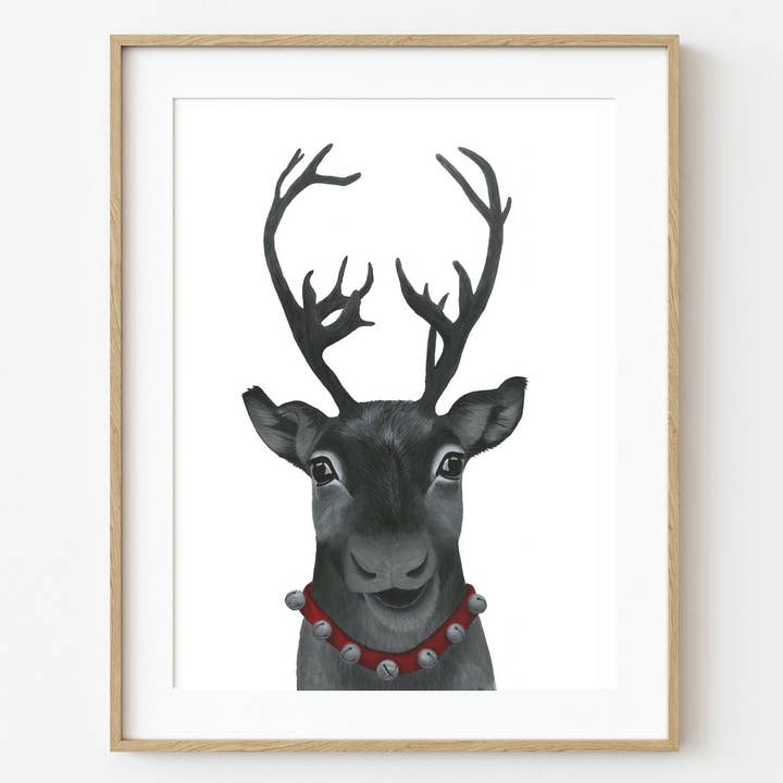 Reindeer Acrylic Painting, Christmas Animal Art for wholesale by Reflections by Megan