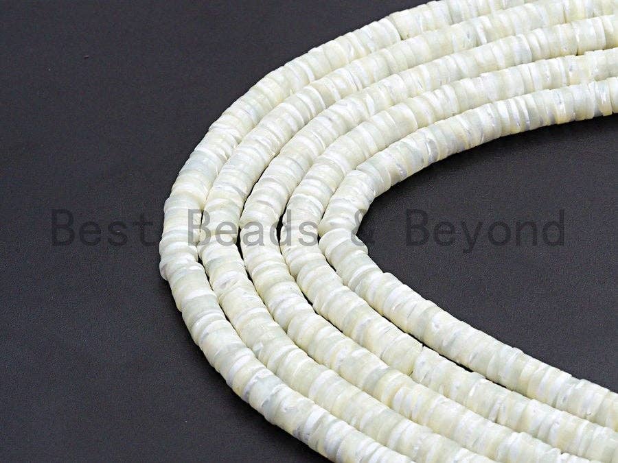BestBeads&Beyond - Wholesale Beads - Quality Natural Mother of Pearl Heishi beads, Mother of pearl, Pearl beads, White Heishi Beads, 2.5x4mm/2.5x6mm/2.5x8mm, sku#T1173