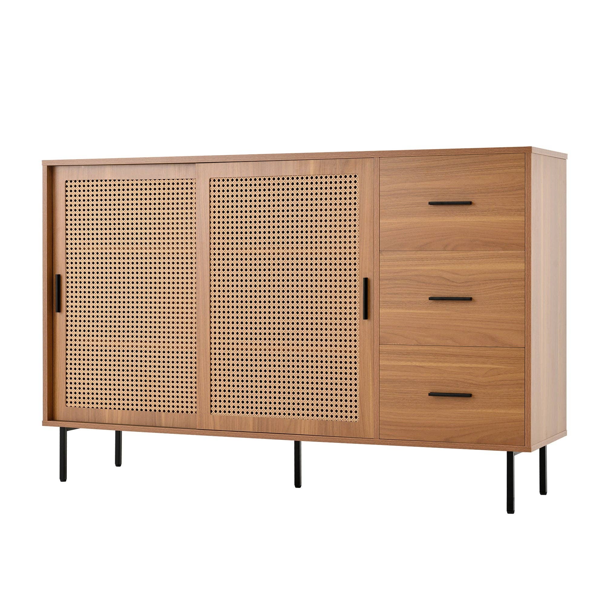 Urban Meuble - Wholesale Cabinet - Vintage sideboard with wood effect, 2 sliding doors in woven rattan, and 3 drawers PROPOLIS9