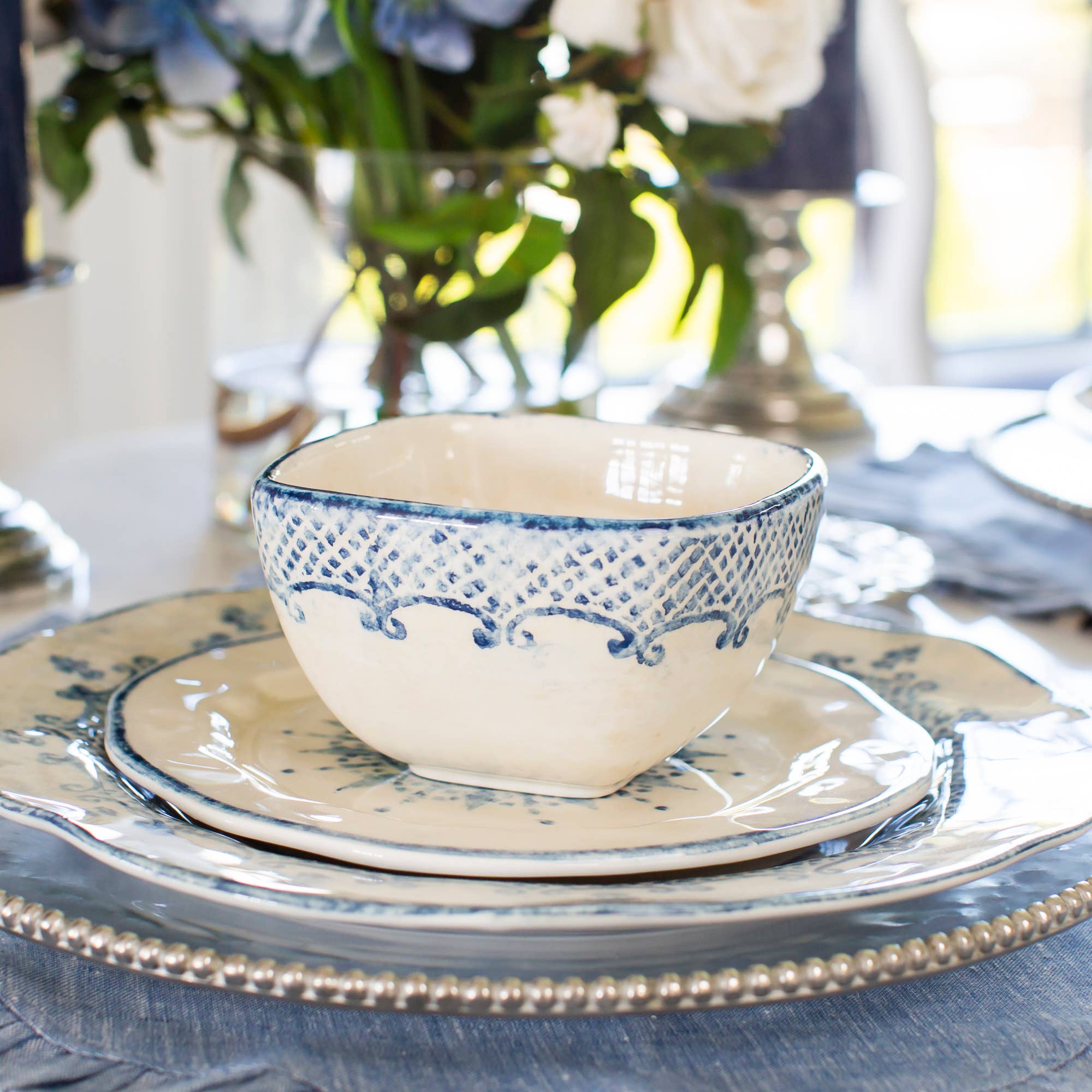 Arte Italica & Crown Linen Designs - Wholesale Bowl - Burano Square Bowl1