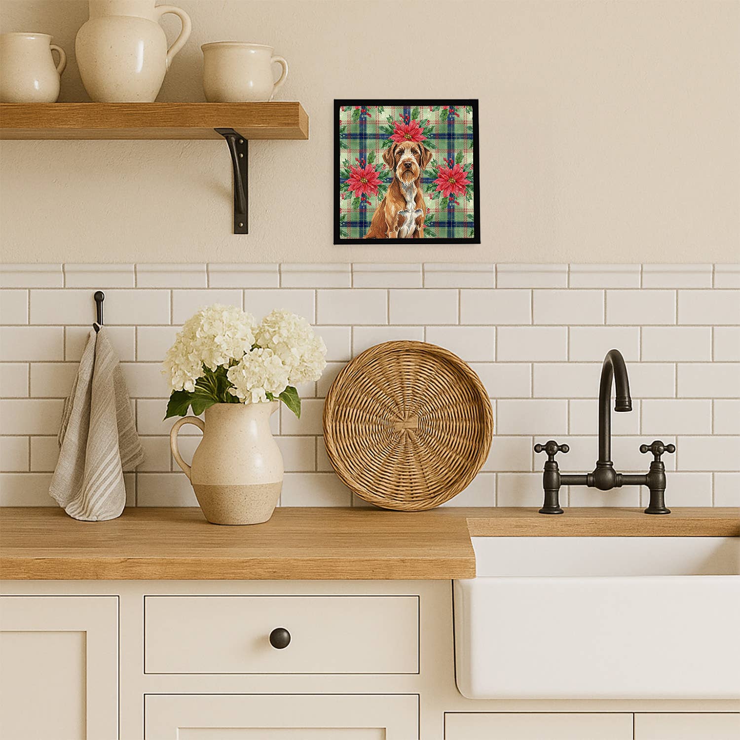 Caroline's Treasures - Wholesale Art Print - Wirehaired Pointing Griffon Christmas PoinsettIas Metal Pri0