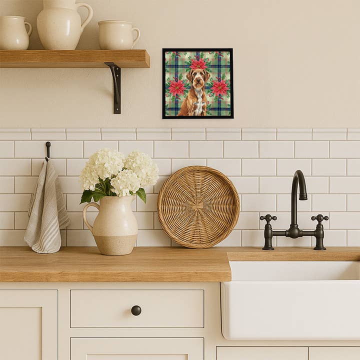 Caroline's Treasures - Wholesale Art Print - Wirehaired Pointing Griffon Christmas PoinsettIas Metal Pri