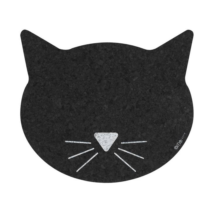 Pet Placemat | Recycled Rubber Black Cat Face for wholesale by Speckle and Spot by Ore’ Originals