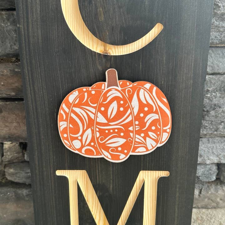 Filigree Pumpkin Welcome Sign Insert for wholesale by Birch and Boulder LLC