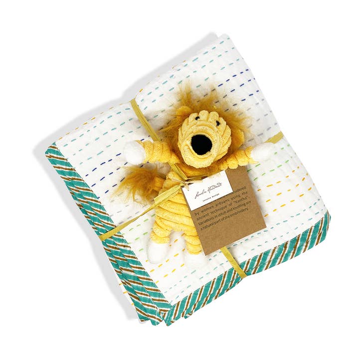 Loralin Design – Großhandel Bettdecke – Kind & Baby – Kantha Babydecke mit Löwe