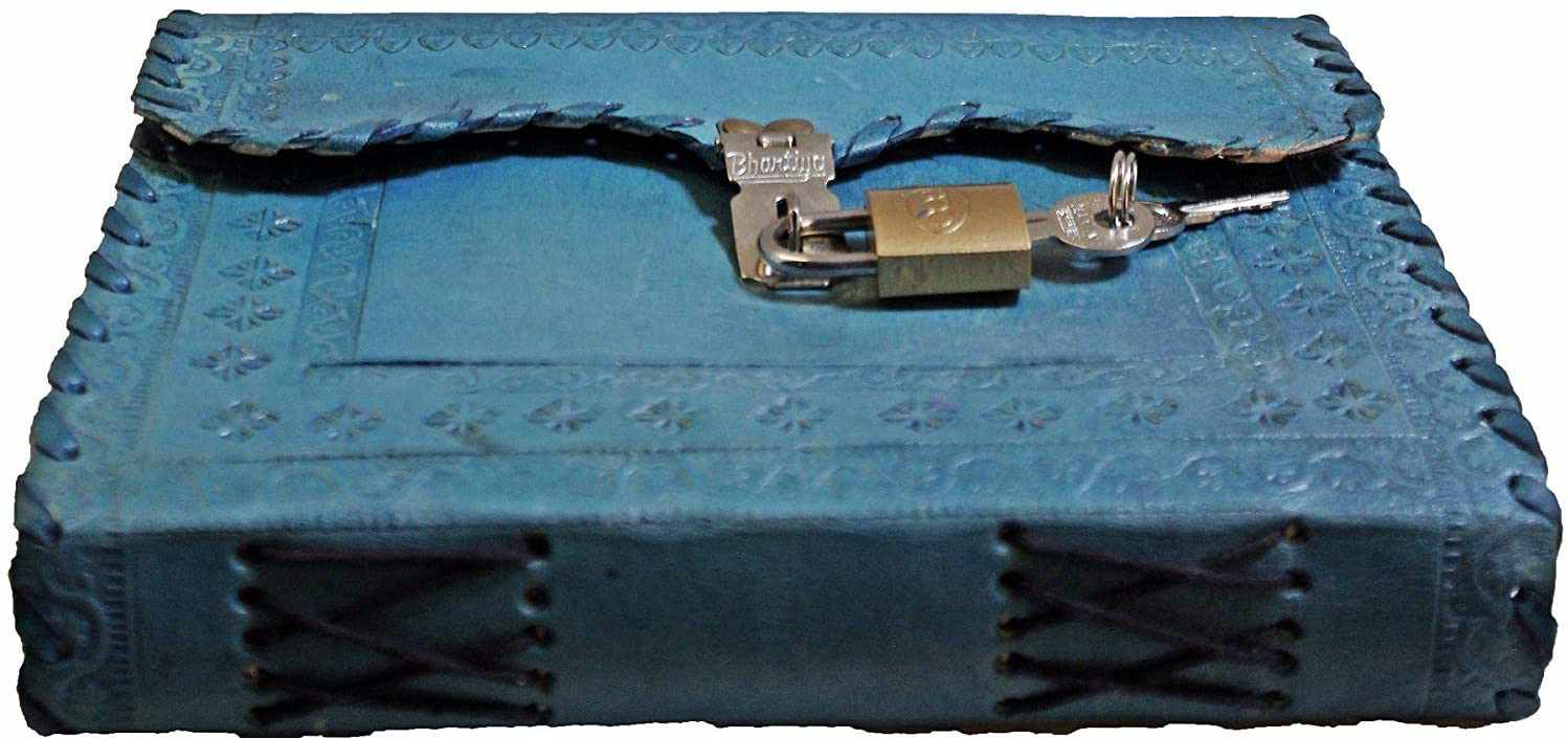 Tuzech Leather - Vente Journal intime - Journal en cuir TUZECH pour hommes et femmes, carnet en cuir pour écrire des poèmes, carnet de croquis, carnet de notes pour tenir des registres, mémoire personnel avec serrure et clé - Non ligné 7 pouces11