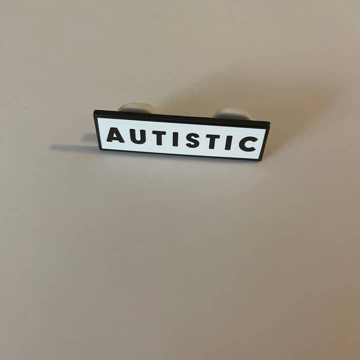 Retrophiliac - Wholesale Lapel Pin/Button - Autistic Identity Enamel Pin Black White Rectangle Autism