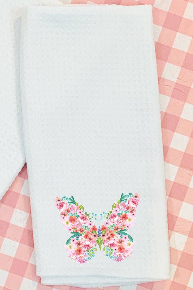Wholesale Accessory Market - Wholesale Tea Towel - Butterfly Beauty Waffle Kitchen Towel
