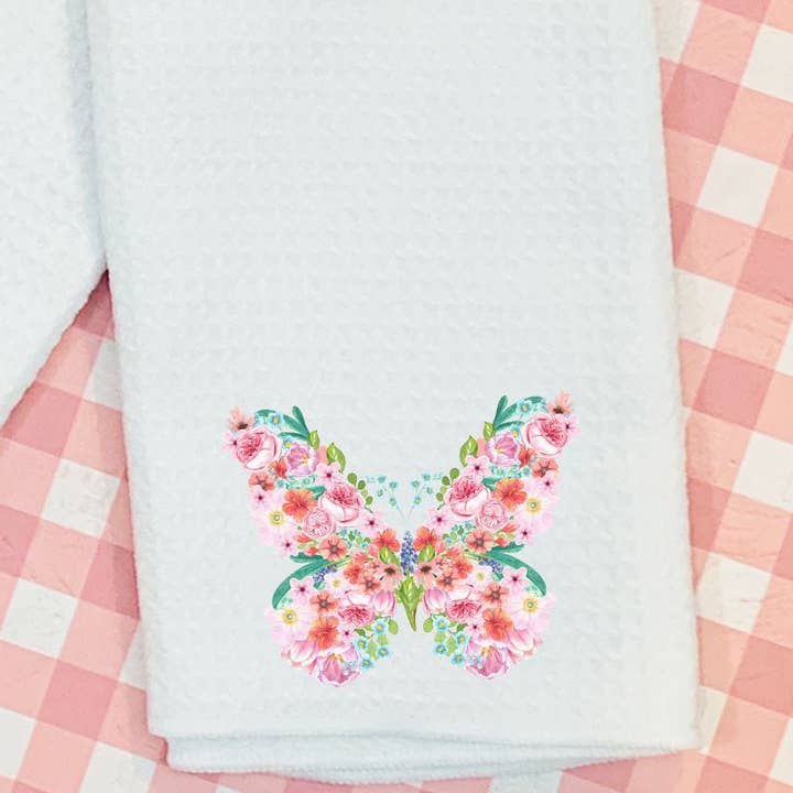 Wholesale Accessory Market - Wholesale Tea Towel - Butterfly Beauty Waffle Kitchen Towel0