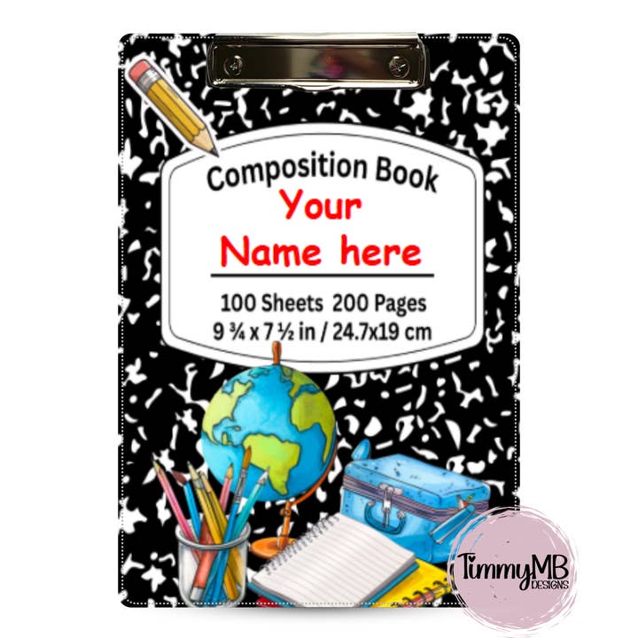 Composition Notebook: Neutral - Custom Clipboard for wholesale by TimmyMB Designs
