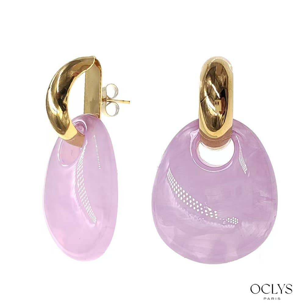Oclys – wholesale Dangle earrings – Alize resin stainless steel oval earrings0