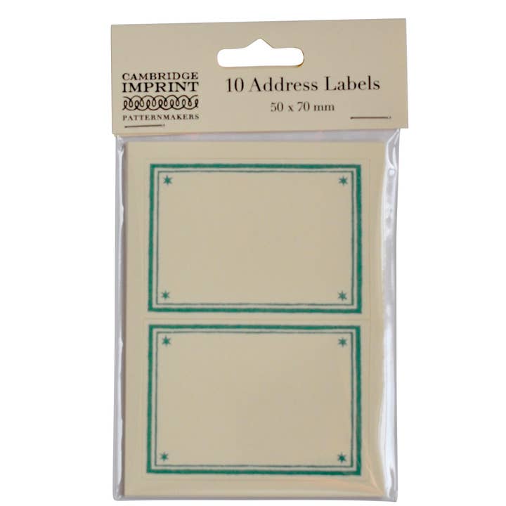 Cambridge Imprint - Wholesale Sticker - Packet of 10 Large Self-Adhesive Labels with Turquoise Border