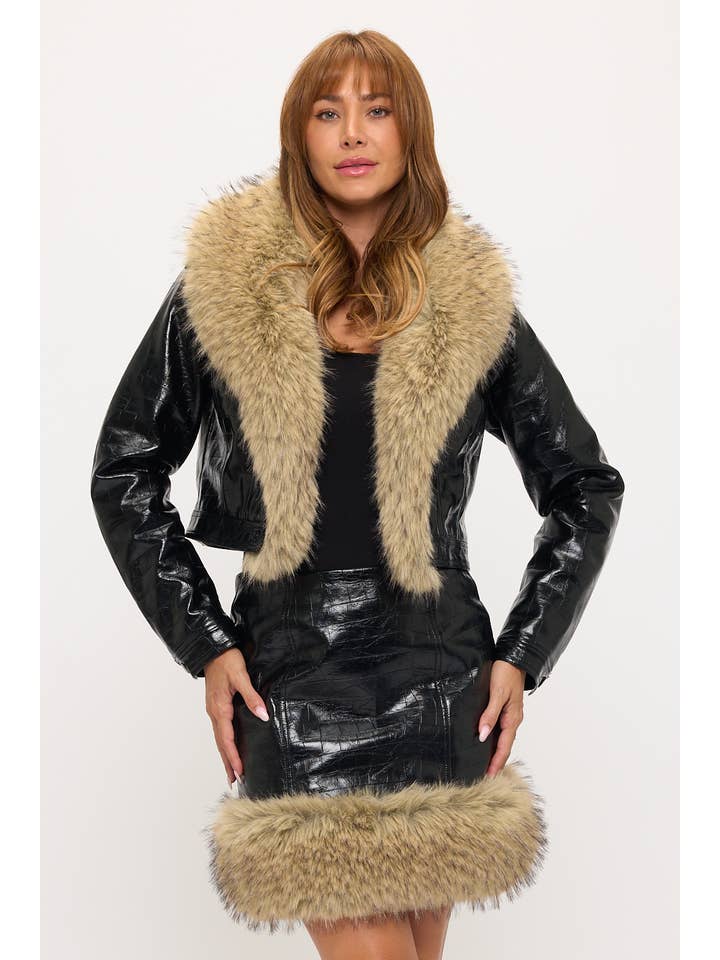 Coalition Apparel Inc - Wholesale Top & skirt set – Women's - CLAST1023: Savage Luxe Croc Set