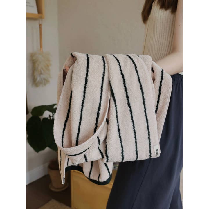 INSPECIAL HOME - Wholesale Bath Towel - 100% Cotton Retro Earthy-tone Pinstripe Soft Plush Towel 15