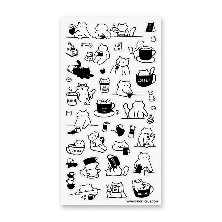 Caffeine Cats 1 Sticker Sheet for wholesale by STICKII