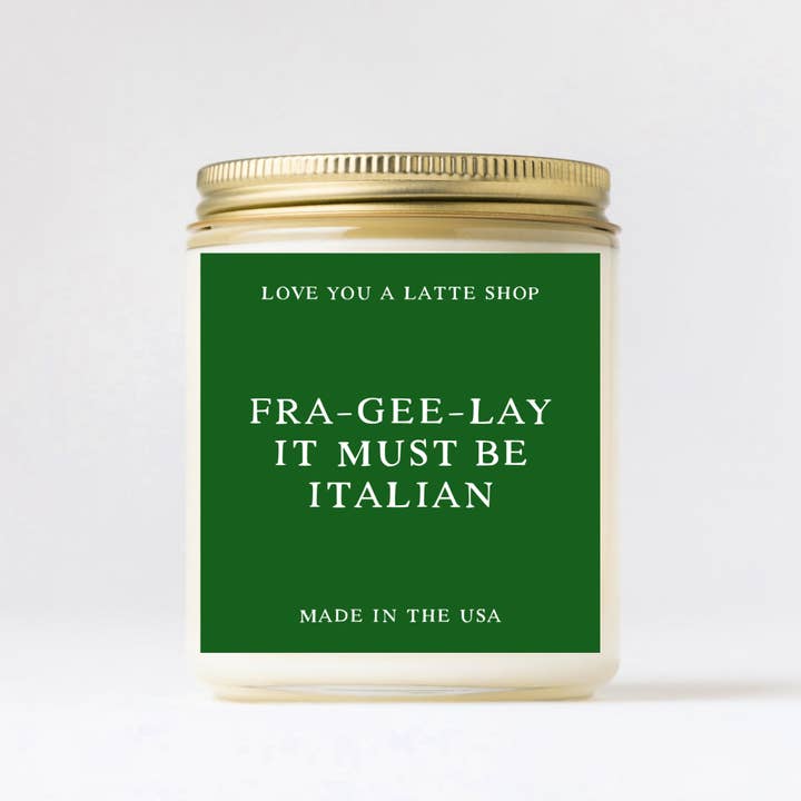 Christmas Fra-Gee-Lay Fragile Jar Candle 2 SIZES for wholesale by Love You a Latte Shop