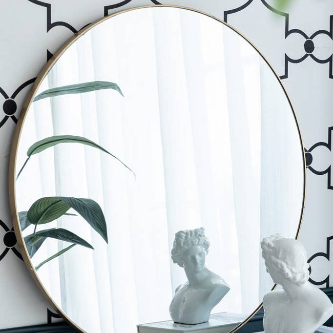 A&B Home Group Inc. - Wholesale Wall Mirror - D30" Gold Wooden Circle Accent Mirror 1EA/CTN0