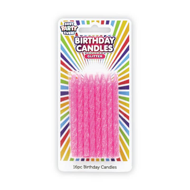 Pink Glitter Birthday Candles for wholesale by JFL Enterprises