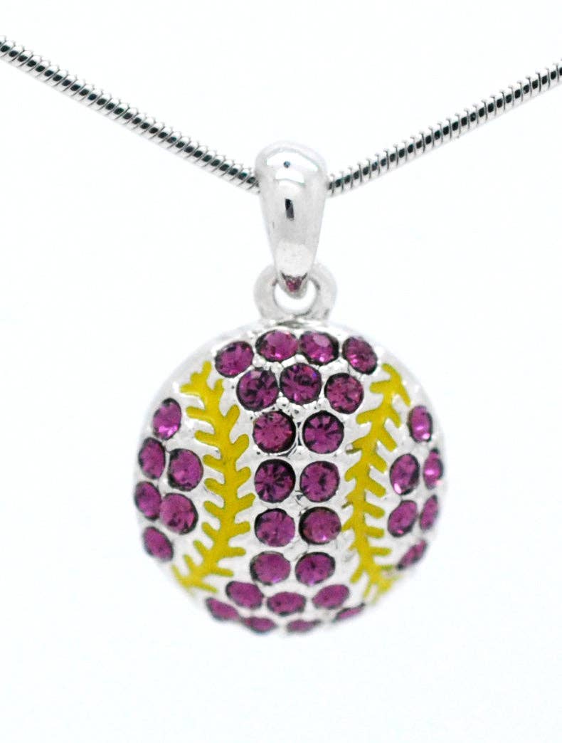 Fan Star Jewelry - Wholesale Pendant/Charm Necklace - Baseball/Softball Crystal Ball Necklace20