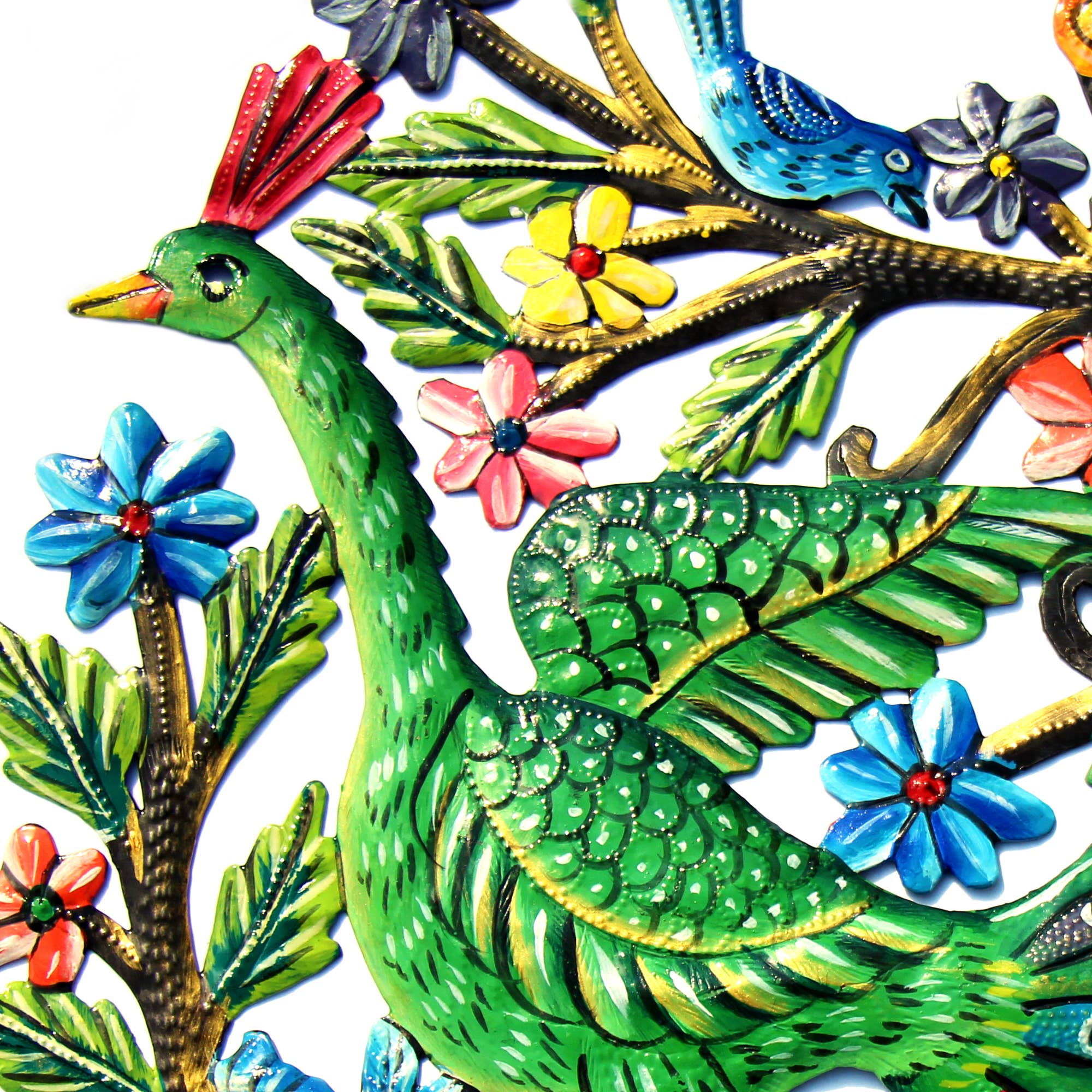 Global Crafts - Wholesale Wall Accent - Peacock in Tree Painted Haitian Metal Drum Wall Art4