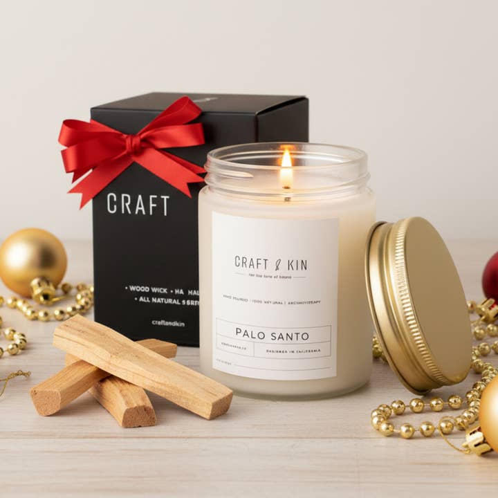 Craft & Kin - Wholesale Jar/Filled Candle - Palo Santo Aromatherapy Soy Scented Candle