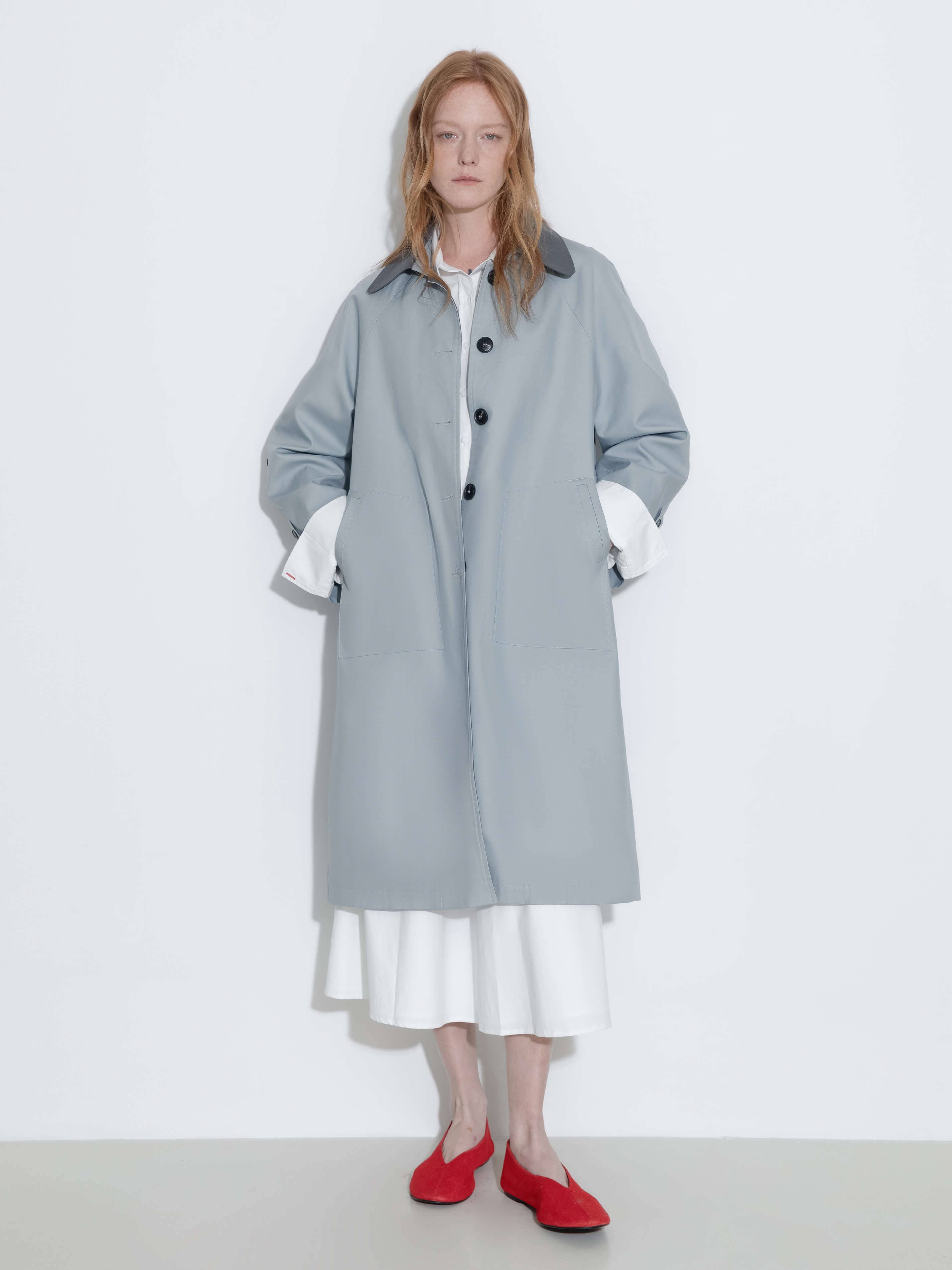 CUBIC - Wholesale Trench Coat - Women's - Color-Blocked Collar Long Trench Coat7