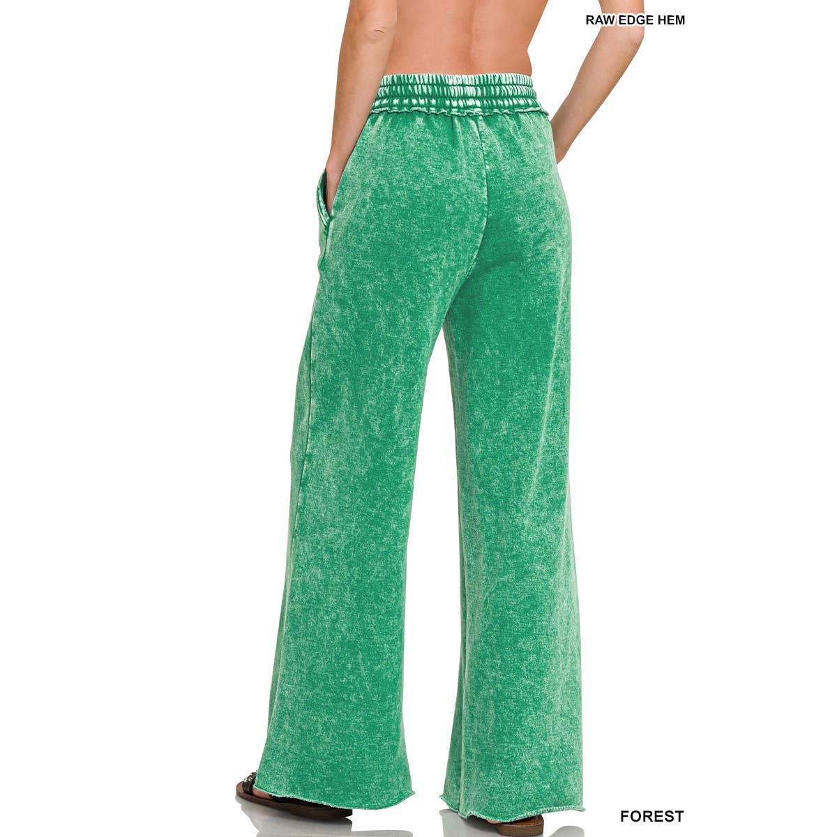 Apolline - Wholesale Pants - Women's - Acid wash fleece palazzo sweatpants with pockets3
