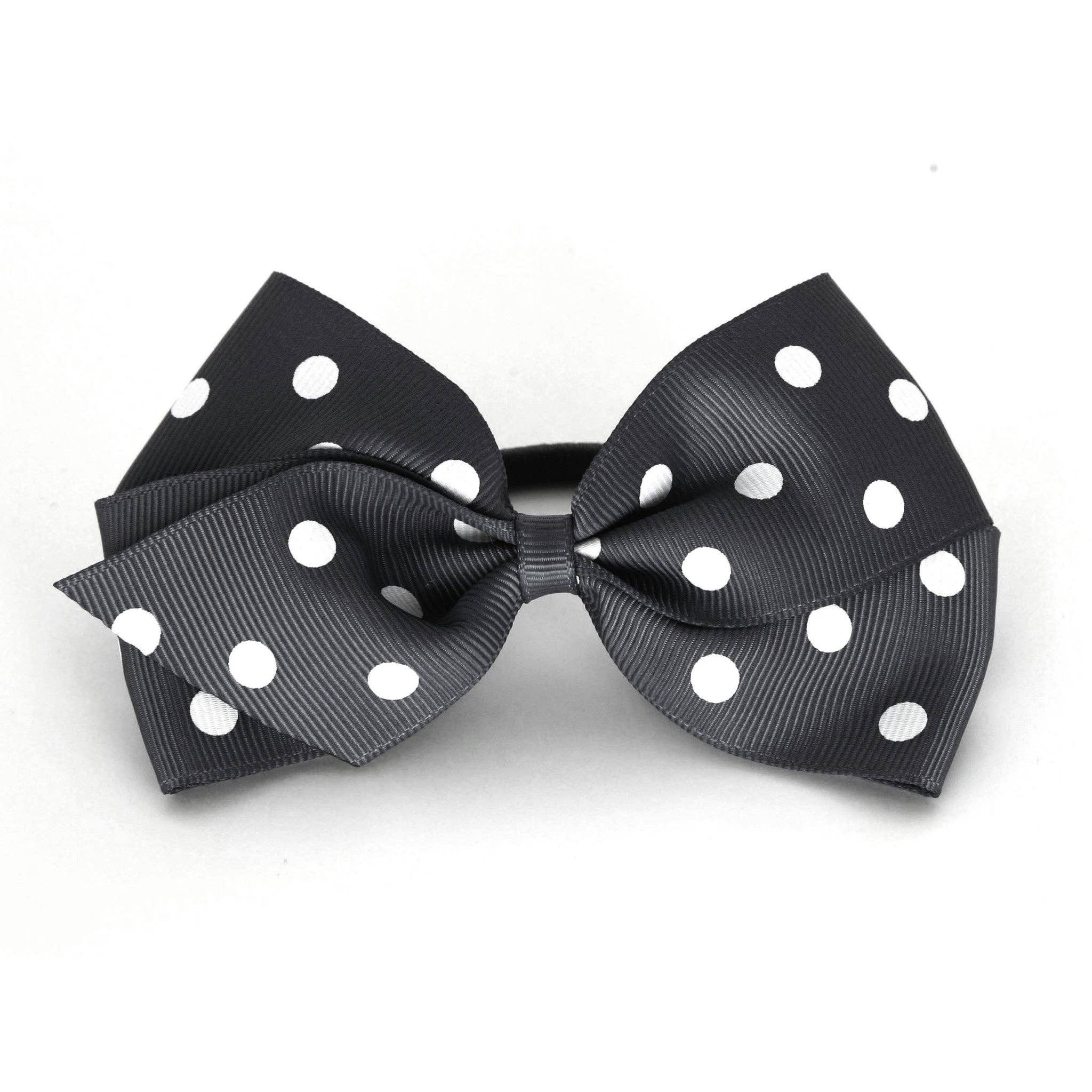 Verity Jones London - Vendita all'ingrosso Fiocco per capelli - Bambini - Elastico per capelli a pois grigio antracite0