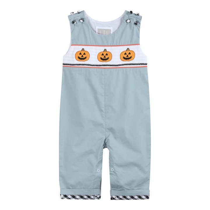 Gray Halloween Smocked Overalls for wholesale by Lil Cactus