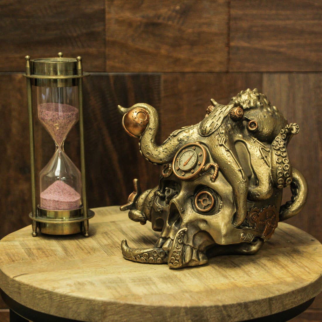 Zeckos - Wholesale Decorative Figurine - Abyssal Bones Steampunk Mechanical Octopus On Skull Statue1