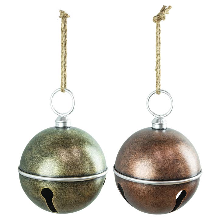 Cloche Ronde Métallique de Noël Vintage 2 Assorties pour la vente par Hanna's Handiworks
