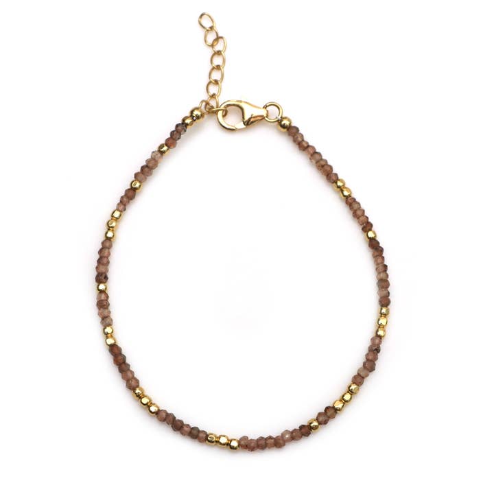 Natural Andalusite 18k Gold Filled Beaded Cute Bracelet 7" for wholesale by Fine Facets