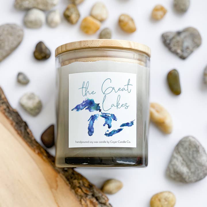 Coyer Candle Co. - Wholesale Jar/Filled Candle - 11 oz. Grey Ombre Candle Jar - Great Lakes Collection