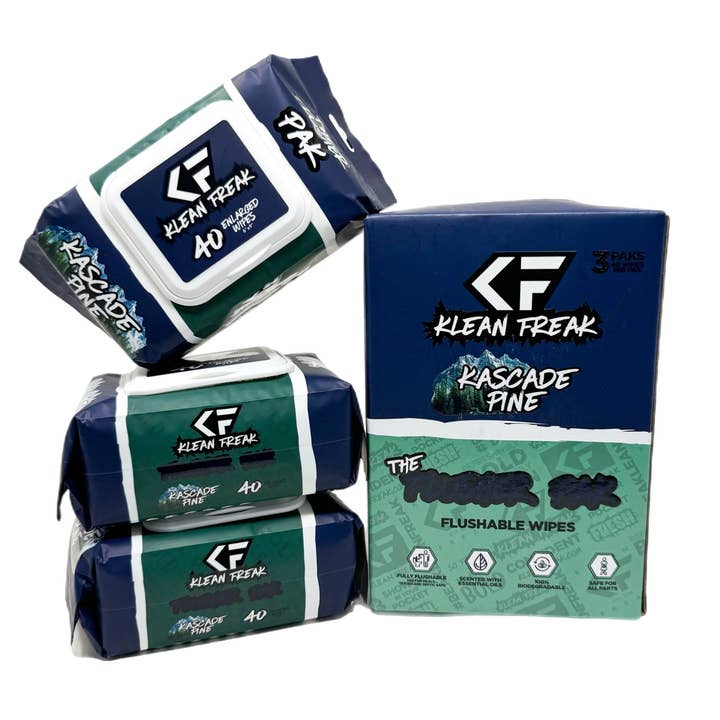The Flusher 40 Pak - 3 Pak Box - Kascade Pine and other Purchase Wholesale flushable toilet wipes. Free Returns & Net 60 Terms on Faire trending on Faire.