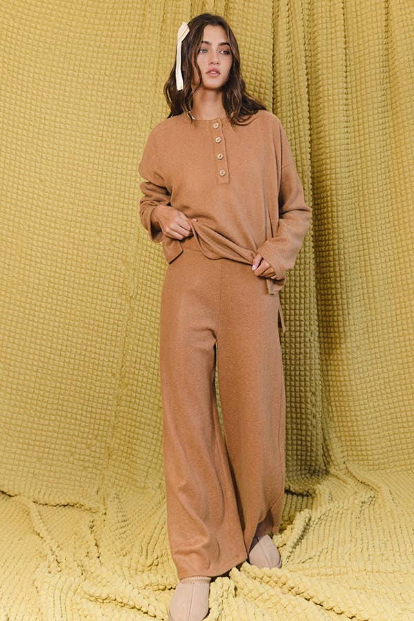 BUCKETLIST INC - Wholesale Pants - Women's - P5324 Solid Blushed Knit Wide Legs Pants14