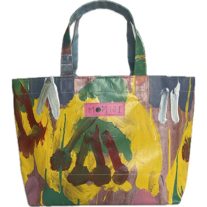 Sac de plage imperméable recyclé, grand sac de plage imperméable et lavable, sac à couches peint à la main, sac de voyage fabriqué à la main, sac résistant à l'eau pour la vente par House of Shokunin