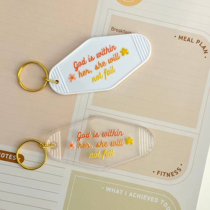 Grow in Grace - Wholesale Keychain - Women's - God is within her, she will not fail motel keychain