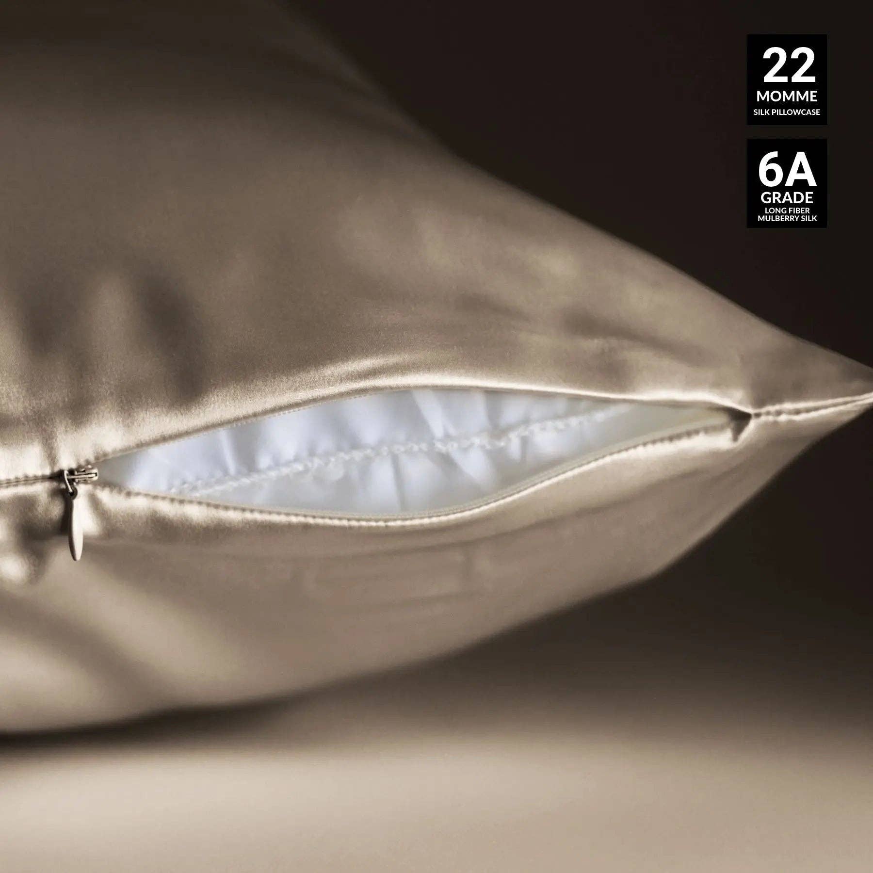 SilkSleek® - Wholesale Bedding Pillowcase/Sham - Taupe Silk Pillowcase8