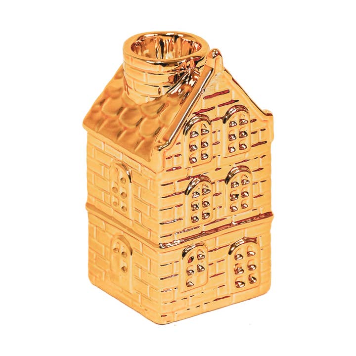 Candle holder - House - Ceramics - Gold - 6x5,5x11cm for wholesale by Housevitamin bv