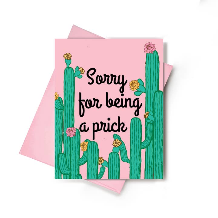 Undskyld for at være en kaktus-spade undskyldningskort - 6-pak for engroshandel hos Love Haze Paper