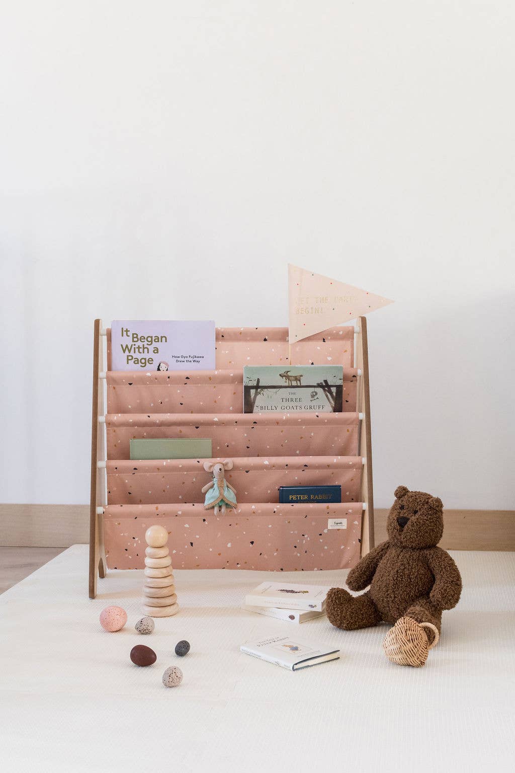 3 Sprouts - Wholesale Bookcase - Kids Bookcase/Bookshelf with Recycled Fabric - Terrazzo3