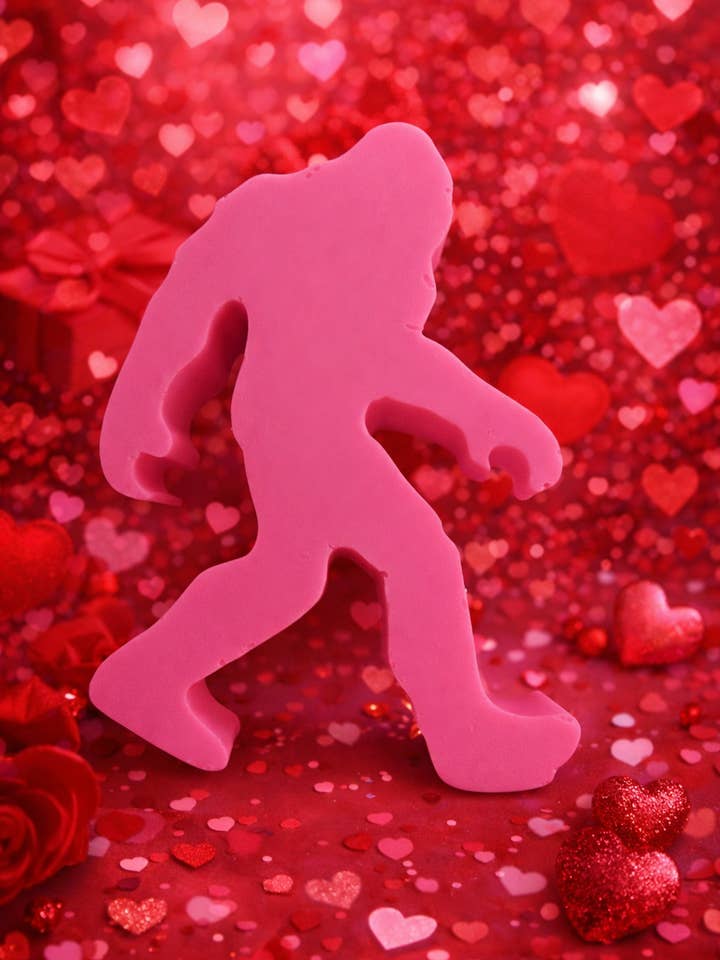Strawberry Goat Milk Soap Bar Love Squatch Bigfoot Valentine for wholesale by Ginger & Pine Apothecary