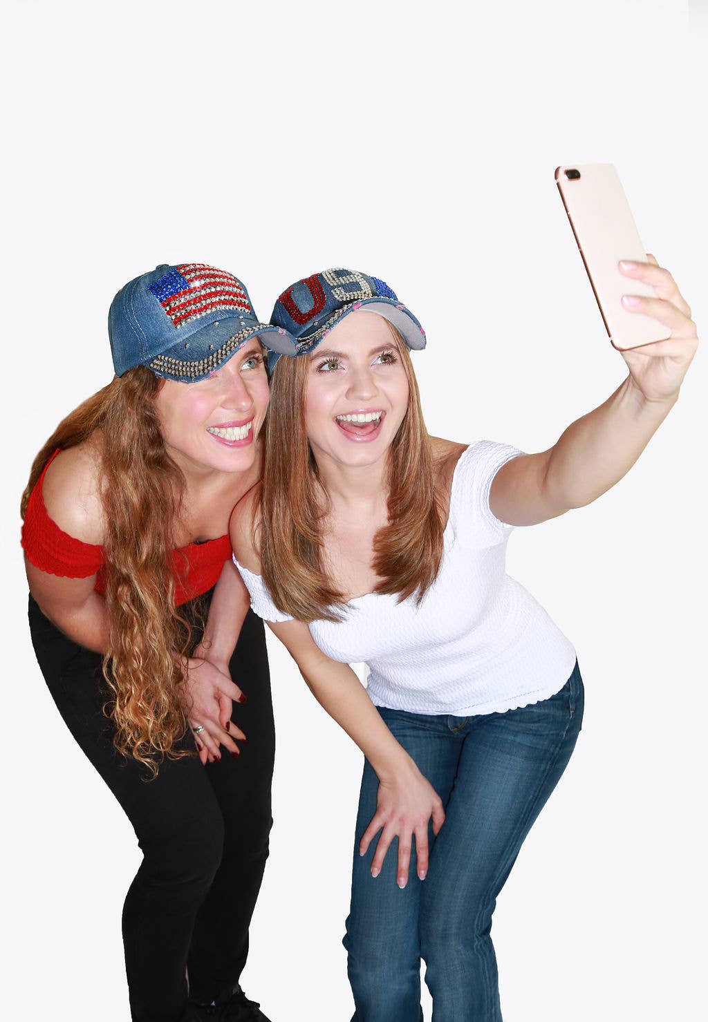 The Alabama Girl - Wholesale Baseball Cap - Women's - Crystallized American Flag Cap - Blue2