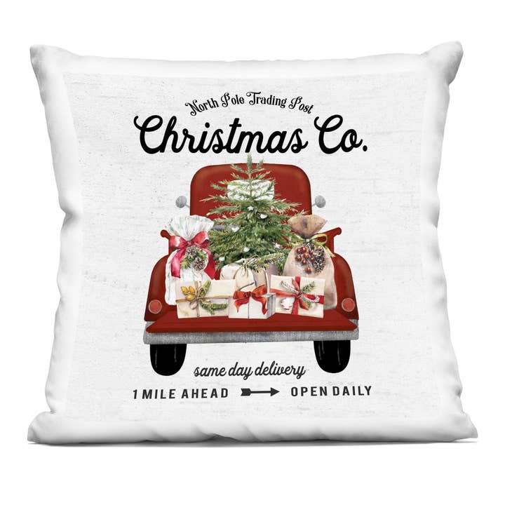 Stupell Industries – wholesale Throw/decorative pillow – Vintage Christmas Truck Sign - Decorative Throw Pillow 18x18