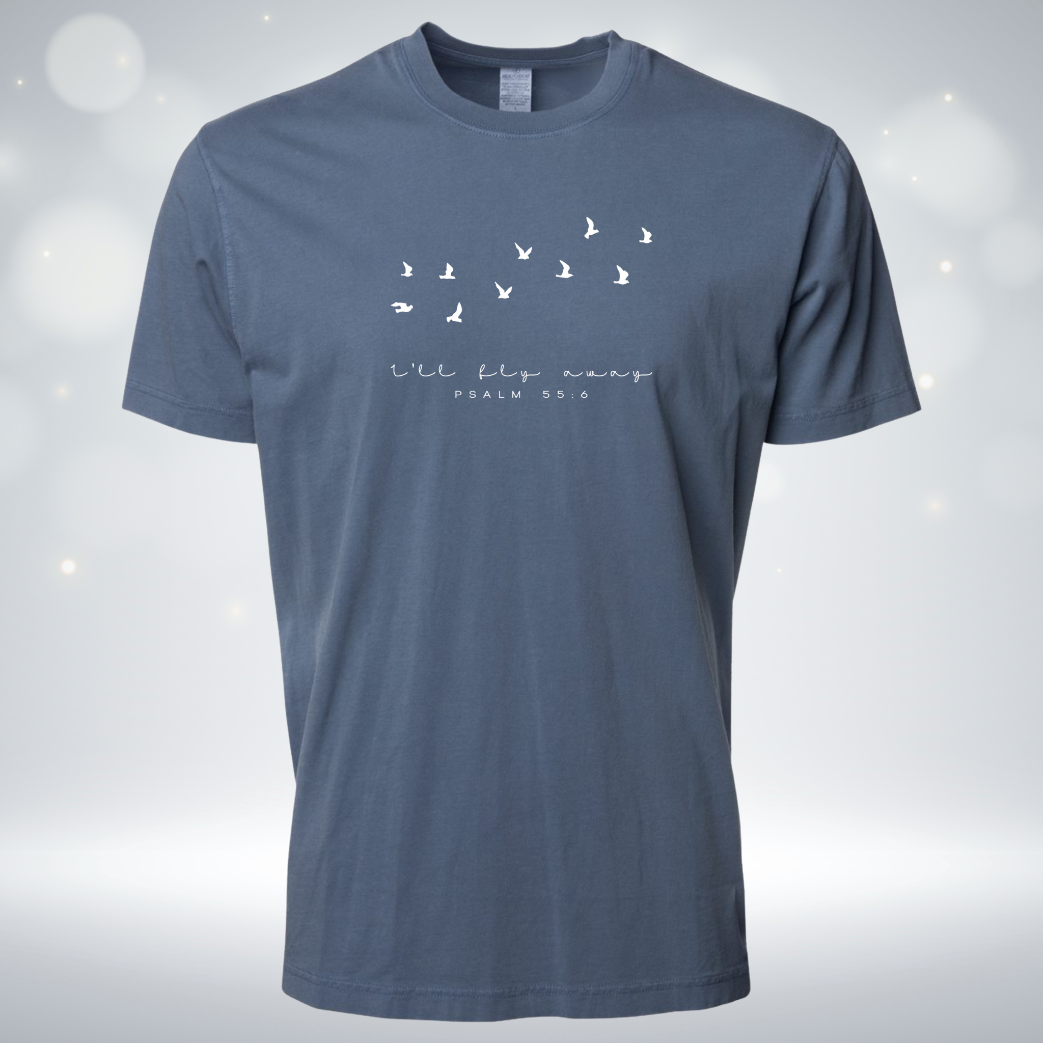 The Light Company - Wholesale Screen Printed T-Shirt - Women's - I'll Fly Away Tee – Psalm 55:6 Christian Faith Shirt1