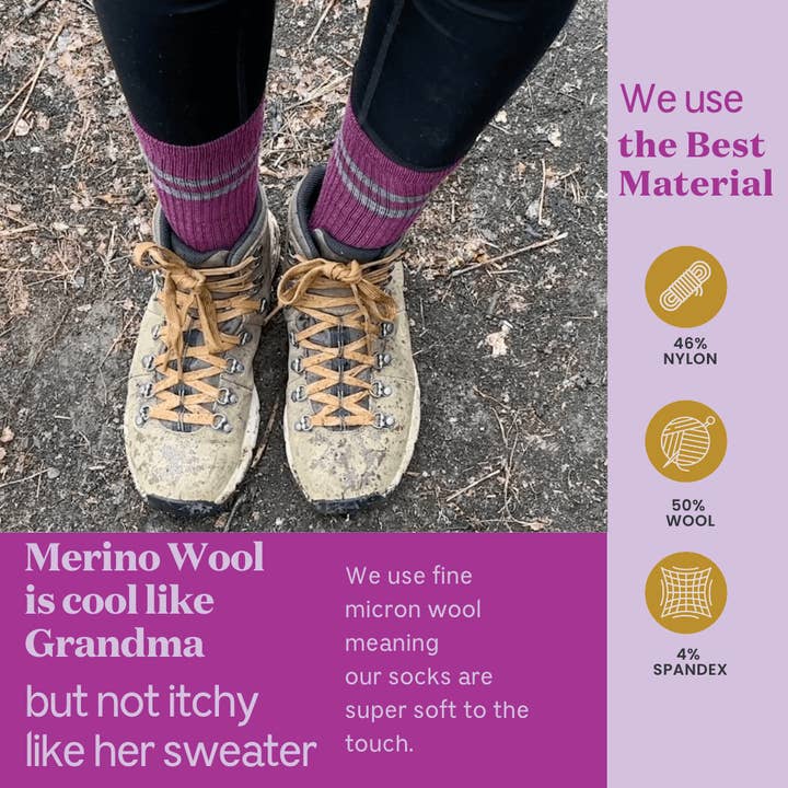 ToughCutie – Großhandel Socken – Damen – Klassische Athletische Merinowolle Wander-Crew3