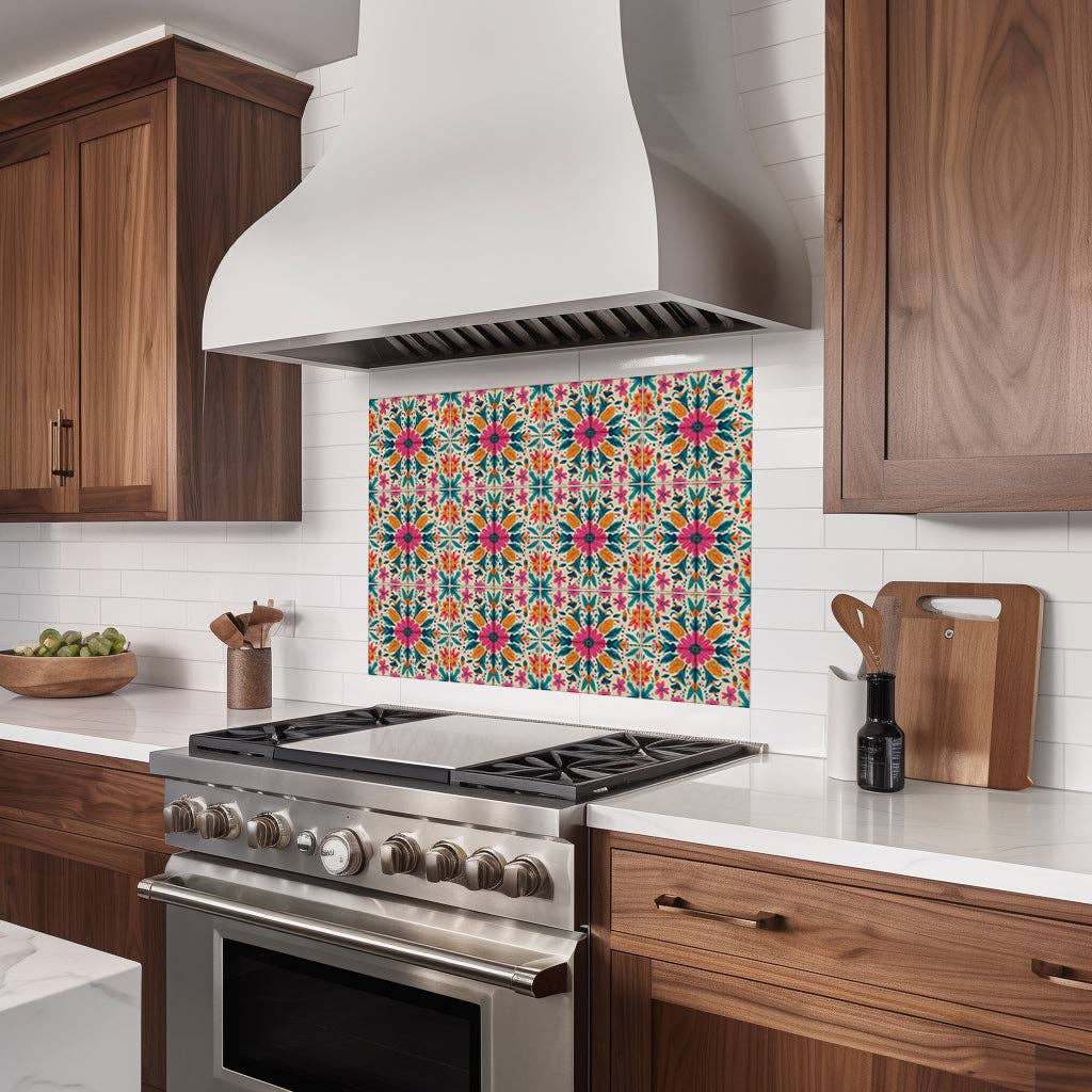 Mi Alma LLC - Wholesale Wall Tile - Floral Vintage Colorful Retro Design Multicolor beautiful backsplash Model - L813