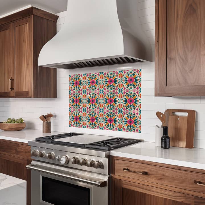Mi Alma LLC - Wholesale Wall Tile - Floral Vintage Colorful Retro Design Multicolor beautiful backsplash Model - L813