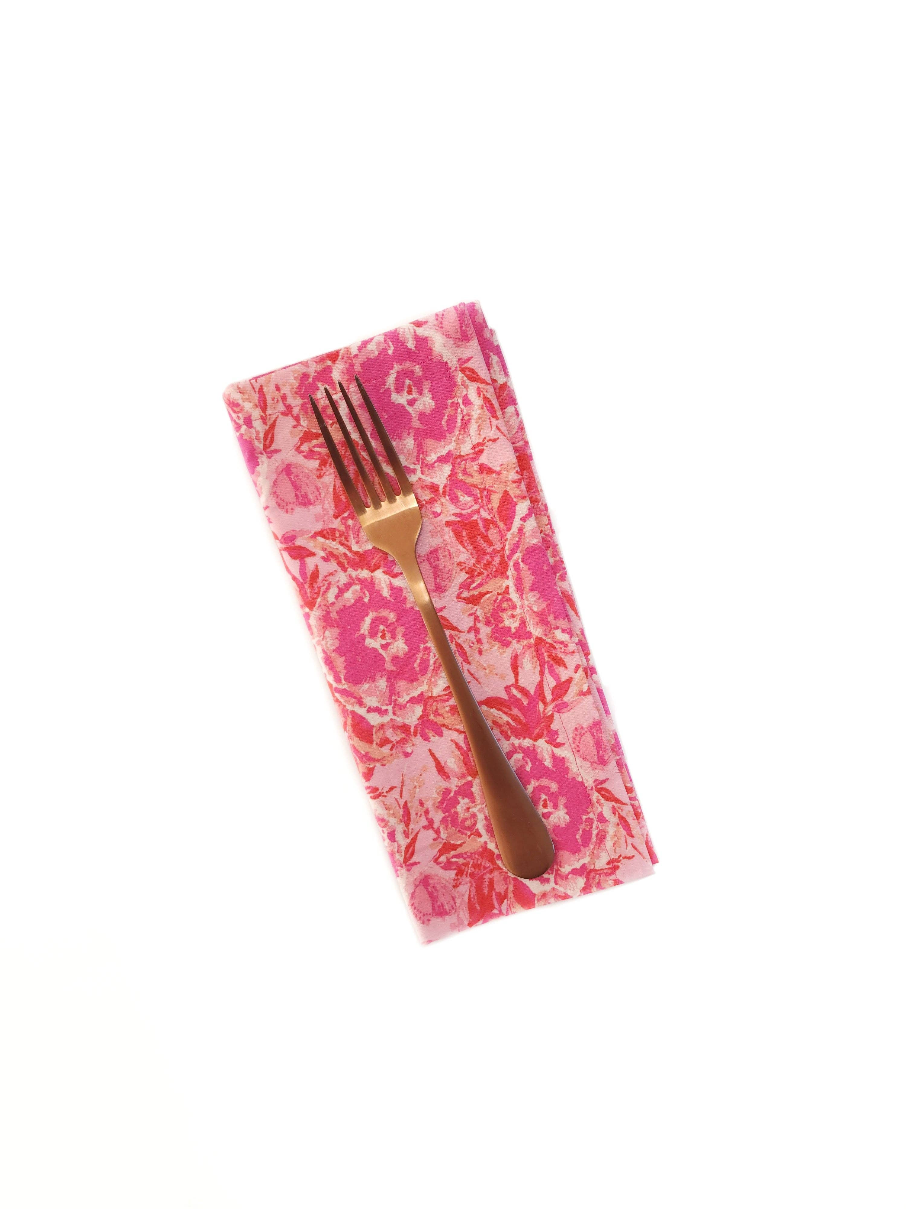 90 West Linen Co. - Wholesale Dinner & Cloth Napkin - Maximalist Pink Floral Cloth Napkins, Set of 42