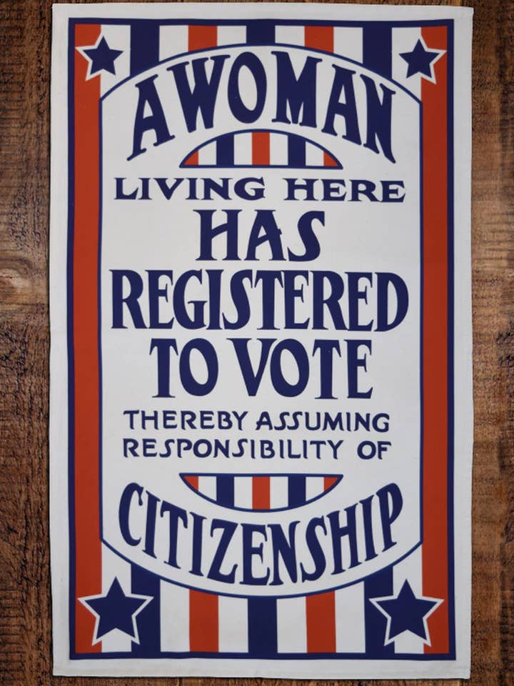 A Woman Registered to Vote Tea Towel for wholesale by Radical Tea Towel North America